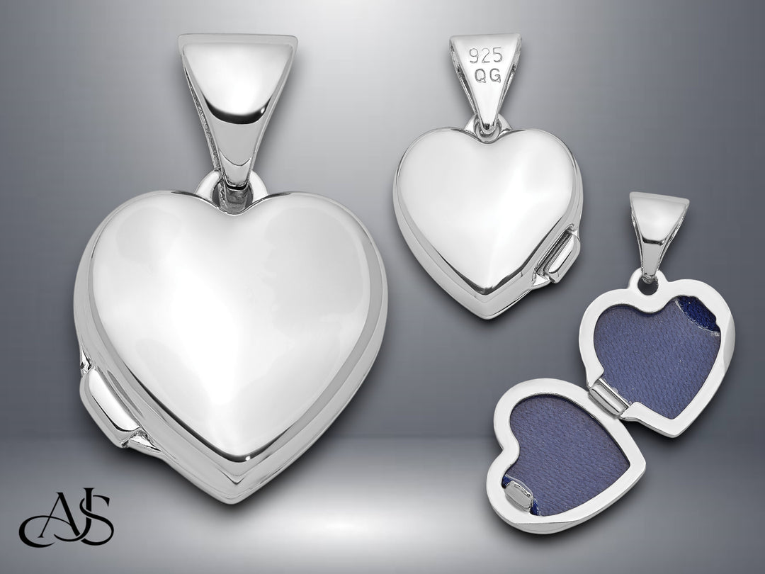 Sterling Silver Polished 10mm Heart Locket | Build Your Locket Necklace with Engraving, Photo insertions, and Chain Options