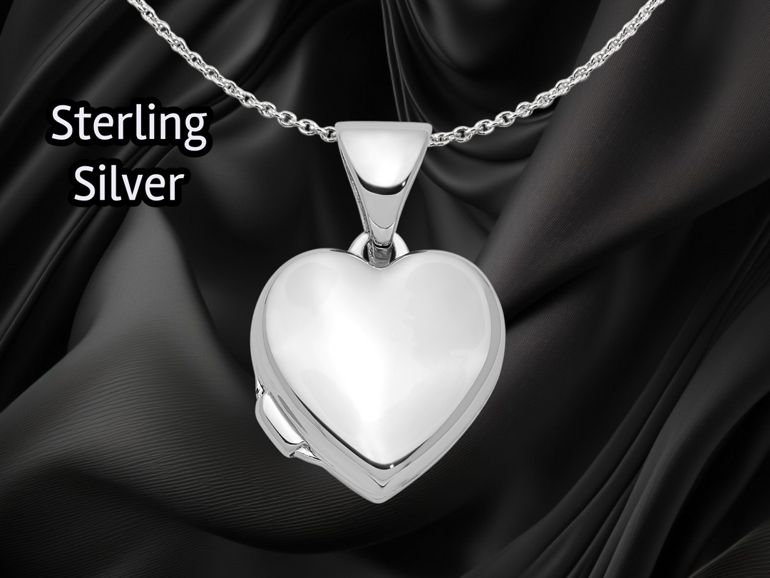 Sterling Silver Polished 10mm Heart Locket | Build Your Locket Necklace with Engraving, Photo insertions, and Chain Options