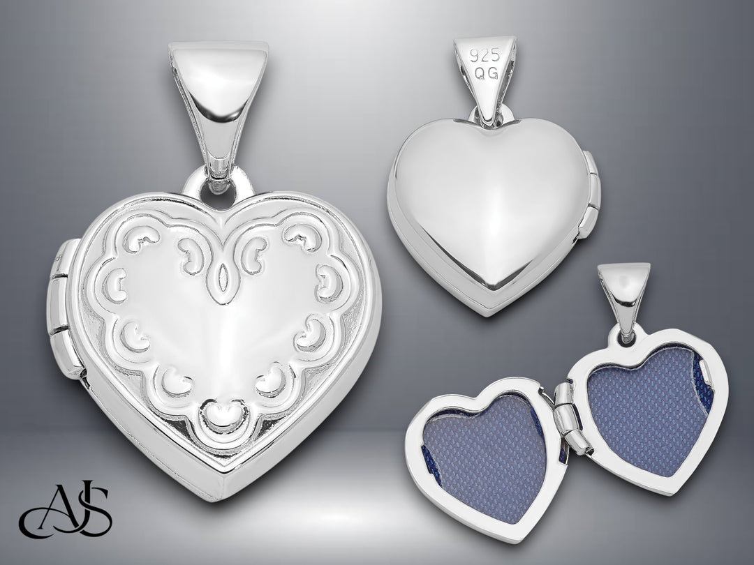 Sterling Silver 13mm Heart Locket | Build Your Locket Necklace with Engraving, Photo insertions, and Chain Options