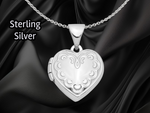 Load image into Gallery viewer, Sterling Silver 13mm Heart Locket | Build Your Locket Necklace with Engraving, Photo insertions, and Chain Options
