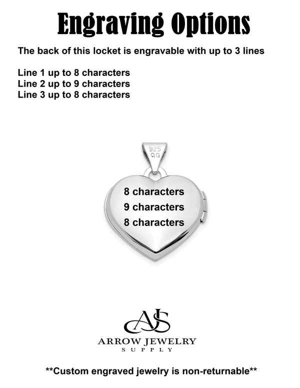 Sterling Silver Preciosa Crystal Mom Heart Locket | Build Your Locket Necklace with Engraving, Photo insertions, and Chain Options