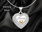 Load image into Gallery viewer, Sterling Silver Preciosa Crystal Mom Heart Locket | Build Your Locket Necklace with Engraving, Photo insertions, and Chain Options
