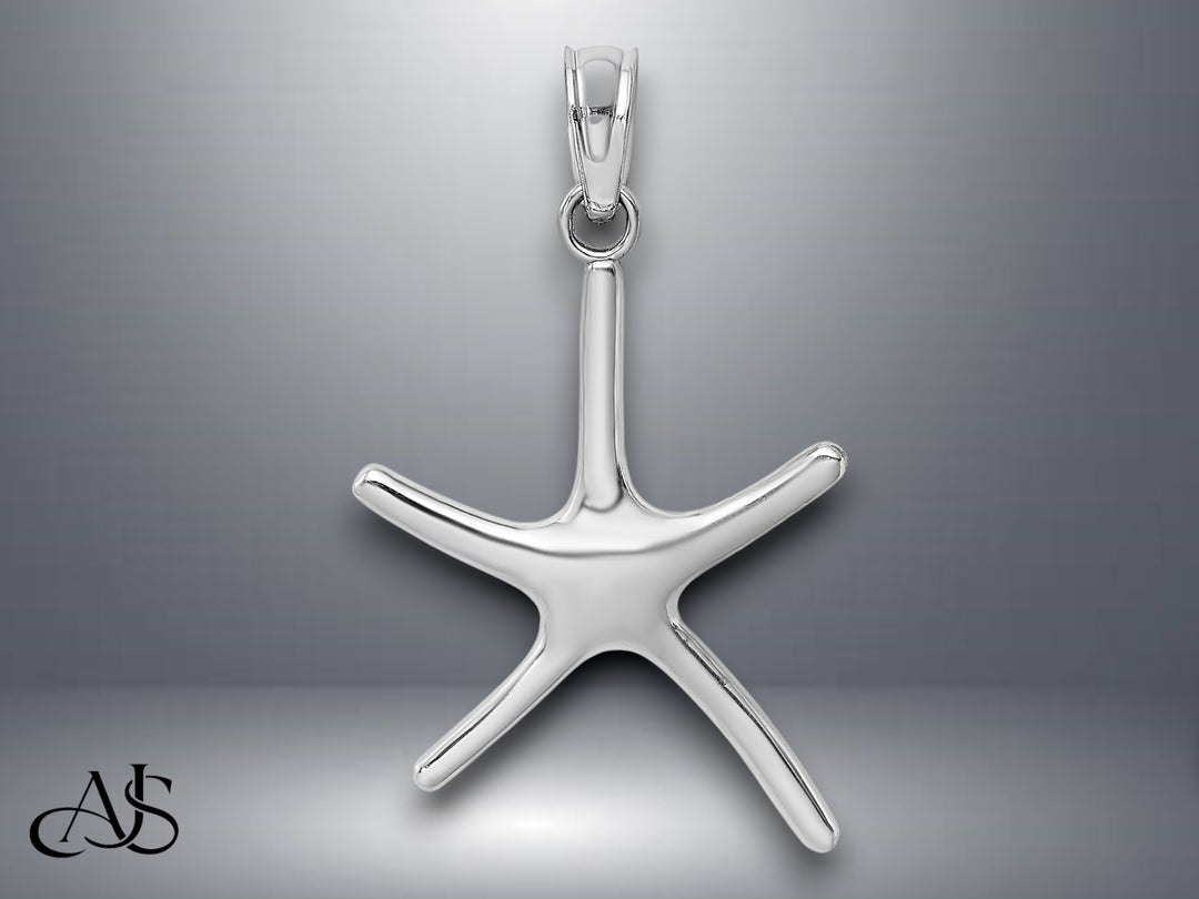 14K Yellow White Gold Dancing Starfish Charm with Necklace Chain Options