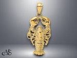 Load image into Gallery viewer, 14K Yellow Gold Textured Maine Lobster Charm with Necklace Chain Options
