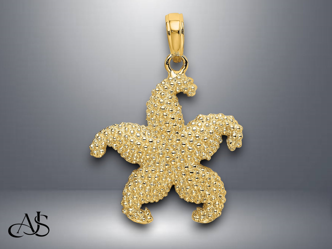 14K Yellow Gold Starfish Charm with Necklace Chain Options