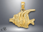 Load image into Gallery viewer, 14K Yellow Gold Polished Engraved FISH Charm with Necklace Chain Options
