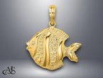 Load image into Gallery viewer, 14K Yellow Gold Polished Engraved Fish Charm with Necklace Chain Options
