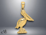 Load image into Gallery viewer, 14K Yellow Gold 3-D Pelican Standing Charm with Necklace Chain Options
