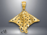Load image into Gallery viewer, 14K Yellow Gold Spotted Eagle Ray with Holes Charm with Necklace Chain Options
