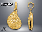 Load image into Gallery viewer, 14K Yellow Gold 3-D Textured Oyster Shell Charm with Necklace Chain Options
