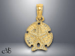 Load image into Gallery viewer, 14K Yellow Gold Textured Starfish on Sand Dollar Charm with Necklace Chain Options
