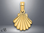 Load image into Gallery viewer, 14K Yellow Gold Polished and Engraved Shell Charm with Necklace Chain Options
