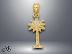 Load image into Gallery viewer, 14K Yellow Gold 2-D Textured Mini Palmetto Palm Tree Charm with Necklace Chain Options
