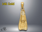 Load image into Gallery viewer, 14K Yellow Gold 3-D Scuba Flipper Charm with Necklace Chain Options
