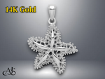 Load image into Gallery viewer, 14K Yellow White Gold Starfish Filigree Charm with Necklace Chain Options
