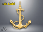 Load image into Gallery viewer, 14K Yellow Gold 3-D Large Anchor and Rope Charm with Necklace Chain Options
