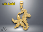 Load image into Gallery viewer, 14K Yellow Gold Starfish and Seahorse Charm with Necklace Chain Options
