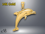 Load image into Gallery viewer, 14K Yellow Gold Polished Jumping Dolphin Charm with Necklace Chain Options
