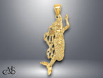 Load image into Gallery viewer, 14K Yellow Gold 3-D Textured Large Mermaid Charm with Necklace Chain Options
