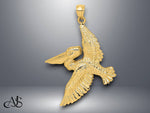 Load image into Gallery viewer, 14K Yellow Gold Flying Pelican Charm with Necklace Chain Options
