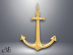 Load image into Gallery viewer, 14K Yellow Gold 3-D Large Anchor Charm with Necklace Chain Options
