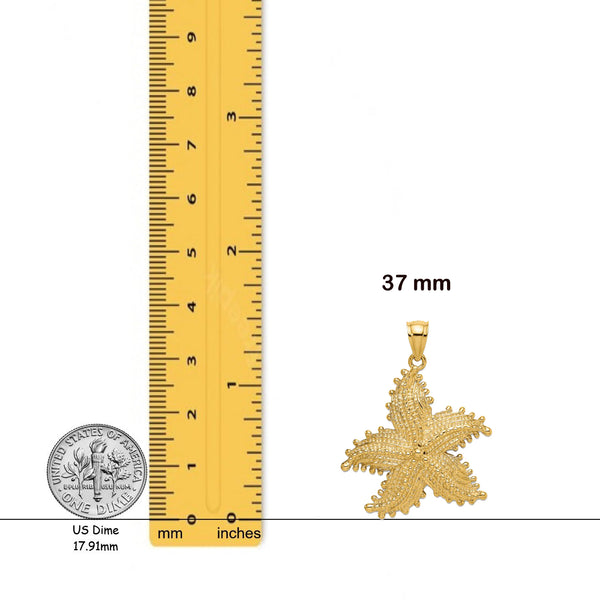 14K Yellow Gold Starfish Charm with Necklace Chain Options