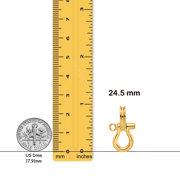 14K Yellow Gold 3-D Medium Shackle Charm with Necklace Chain Options