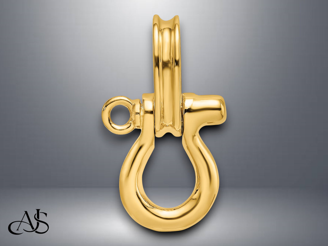 14K Yellow Gold 3-D Medium Shackle Charm with Necklace Chain Options