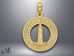 Load image into Gallery viewer, 14K Yellow Gold HILTON HEAD Lighthouse Round Charm with Necklace Chain Options
