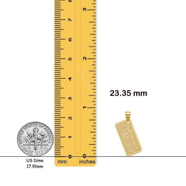 14K Yellow Gold Textured OCEAN CITY, NJ License Plate Charm with Necklace Chain Options