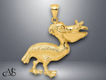 Load image into Gallery viewer, 14K Yellow Gold Pelican with Fish In Mouth Charm with Necklace Chain Options
