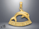 Load image into Gallery viewer, 14K Yellow Gold HAWAII Dolphin Charm with Necklace Chain Options
