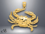 Load image into Gallery viewer, 14K Yellow Gold Blue Crab Charm with Necklace Chain Options
