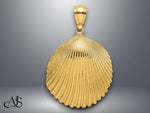 Load image into Gallery viewer, 14K Yellow Gold Textured Scallop Shell Charm with Necklace Chain Options
