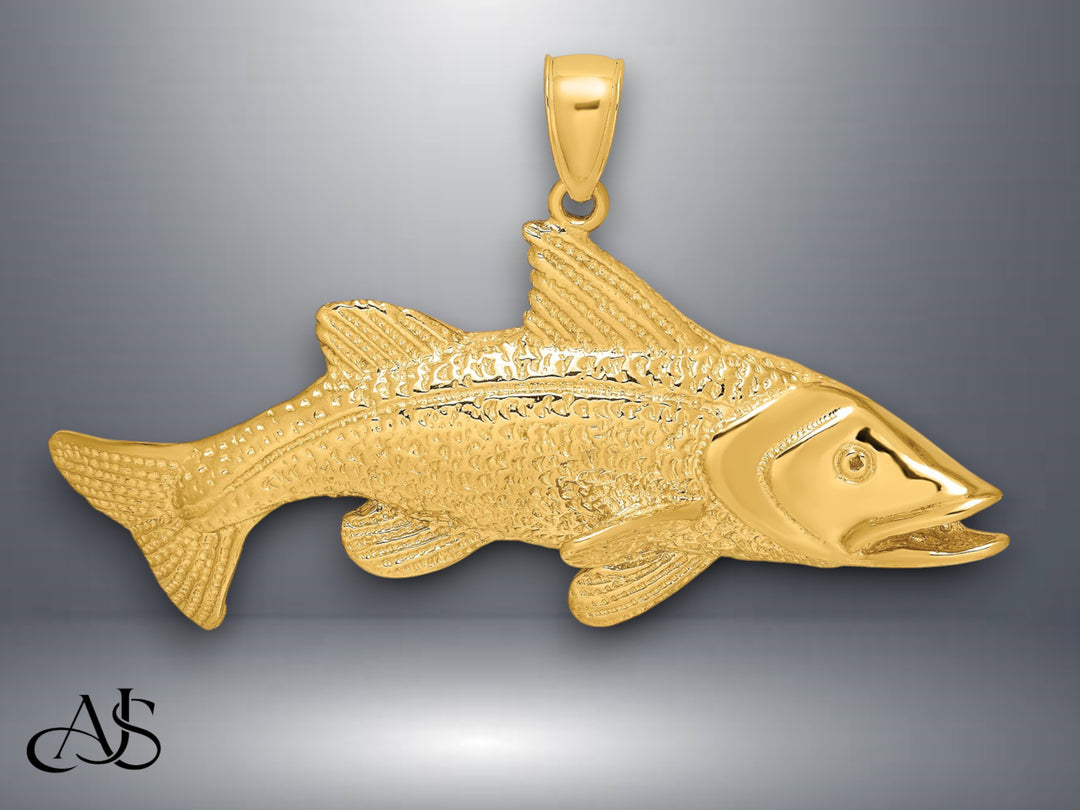14K Yellow Gold 2-D Textured Red Fish Charm with Necklace Chain Options