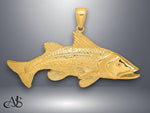 Load image into Gallery viewer, 14K Yellow Gold 2-D Textured Red Fish Charm with Necklace Chain Options
