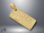 Load image into Gallery viewer, 14K Yellow Gold Textured FT. MYERS FLORIDA License Plate Charm with Necklace Chain Options

