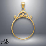 Load image into Gallery viewer, 14K Gold Coin Bezel: English Scroll Top Mounting
