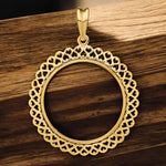 Load image into Gallery viewer, 14K Gold Coin Bezel Mounting Heart Filigree Border Design for U.S. and Foreign Coins
