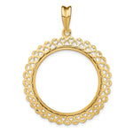 Load image into Gallery viewer, 14K Gold Coin Bezel Mounting Heart Filigree Border Design for U.S. and Foreign Coins
