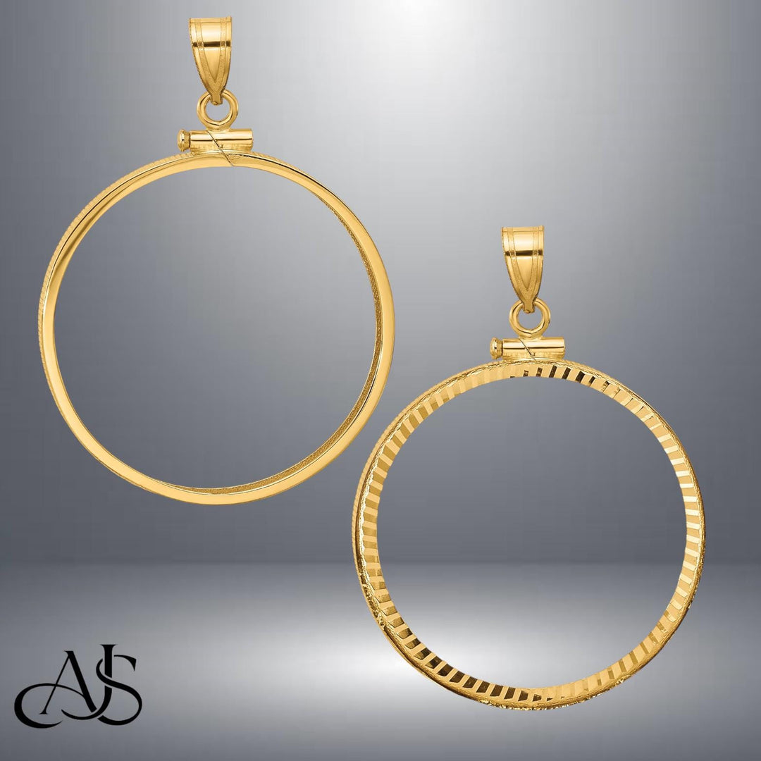 14K Gold Coin Bezel Mounting: Reeded Edge Screw Top