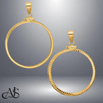 Load image into Gallery viewer, 14K Gold Coin Bezel Mounting: Reeded Edge Screw Top
