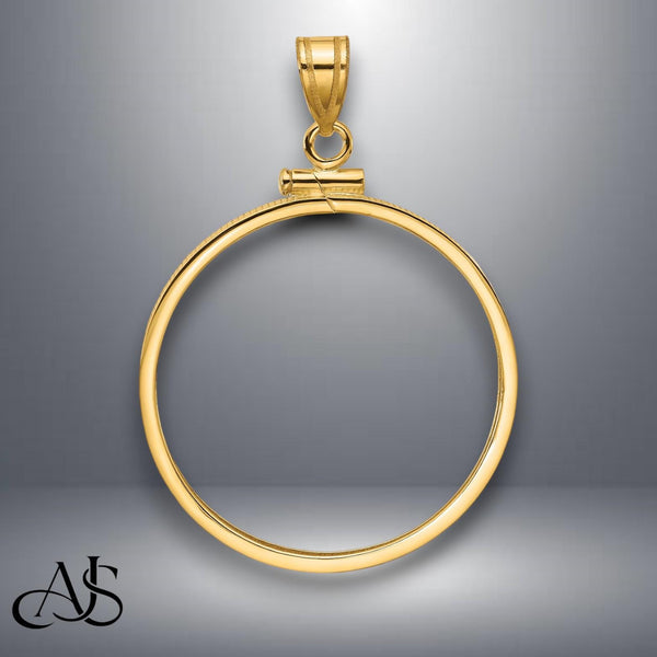 14K Gold Coin Bezel Mounting: Reeded Edge Screw Top