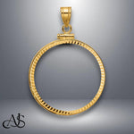 Load image into Gallery viewer, 14K Gold Coin Bezel Mounting: Reeded Edge Screw Top
