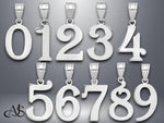 Load image into Gallery viewer, 14K Solid Gold Number Pendant: Polished Yellow or White Gold Charm
