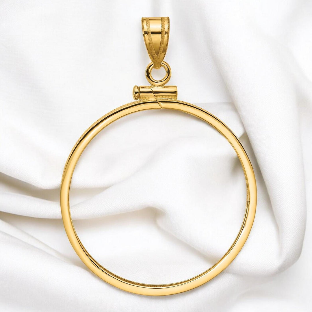 14K Gold Coin Bezel Mounting: Reeded Edge Screw Top