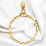 Load image into Gallery viewer, 14K Gold Coin Bezel Mounting: Reeded Edge Screw Top
