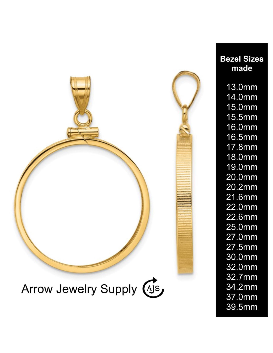 14K Gold Coin Bezel Mounting: Reeded Edge Screw Top