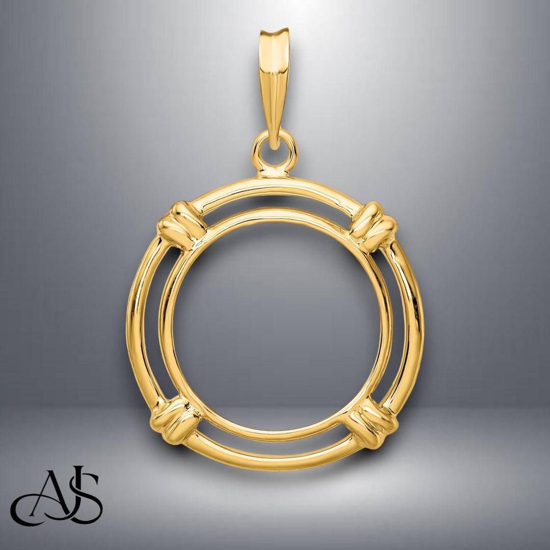 14K Gold Coin Bezel: Double Spoked Border for 16.5mm Eagle Coins