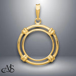 Load image into Gallery viewer, 14K Gold Coin Bezel: Double Spoked Border for 16.5mm Eagle Coins

